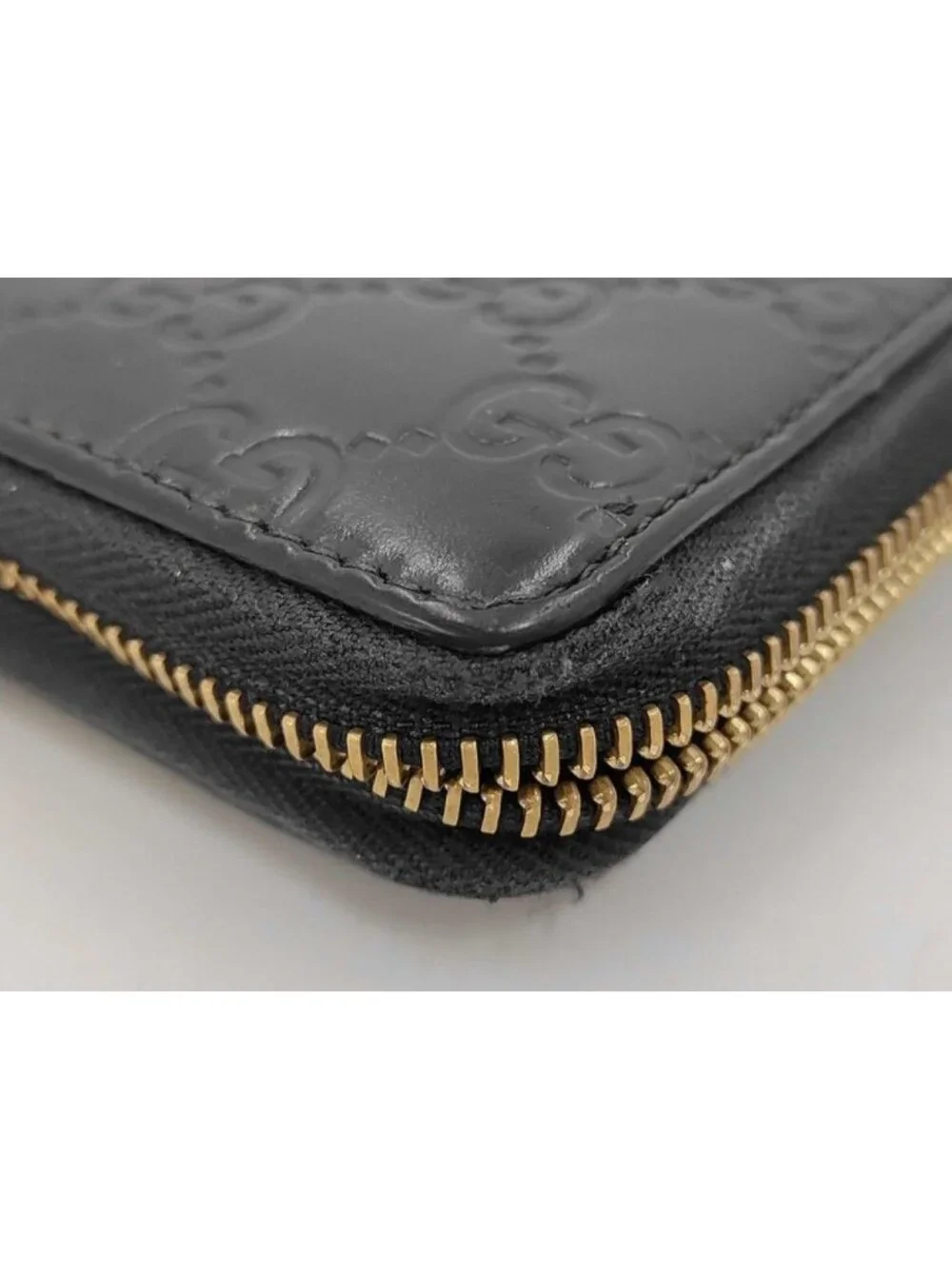 Gucci Wallet Guccissima Black Leather Zip Around Gold - Picture 3 of 7